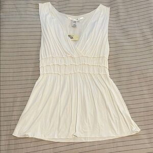 NWT Max Studio Y2K ivory empire waist sleeveless blouse top size L